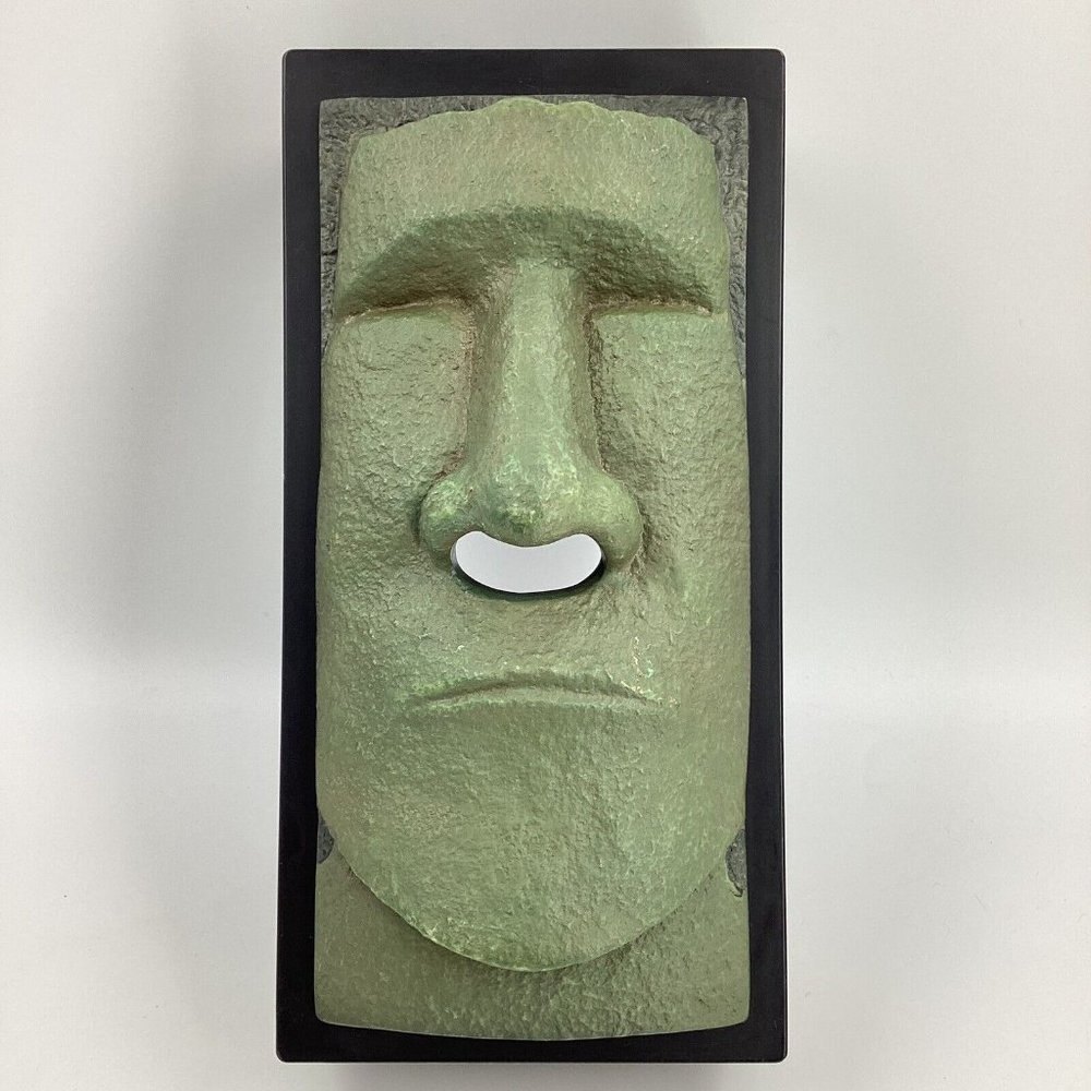 Easter Island Stone Head Face Tissue Box Cover Holder Dispenser Green Face